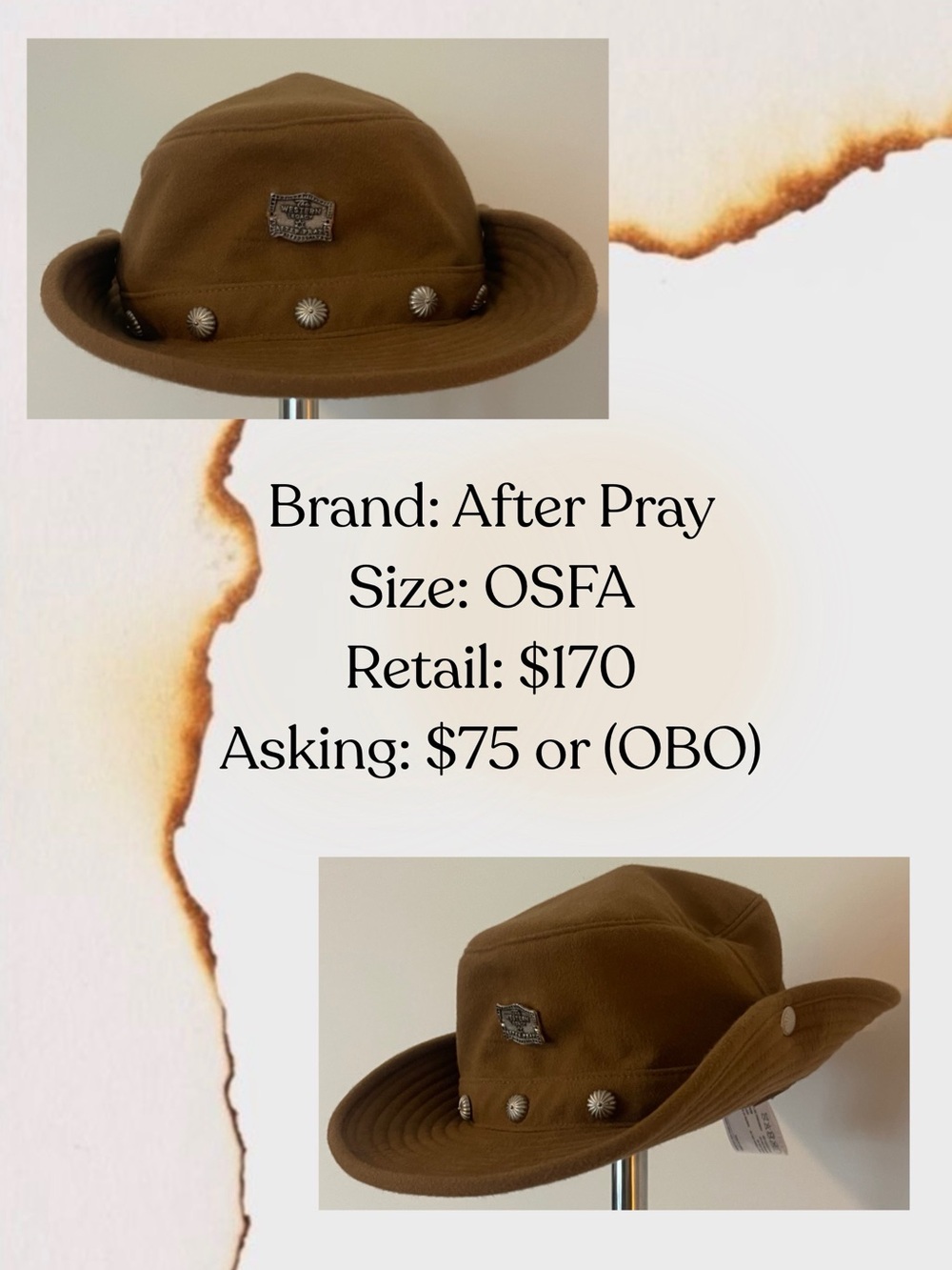 Men's Western Fedora Hat with Silver Stud Accents